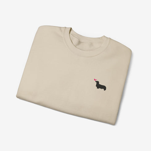 Longhaired Dachshund Sweatshirt for Women - Cute Dachshund Crew Sweatshirt